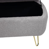 Grey Storage Ottoman Bench for End of Bed Gold Legs Modern Grey Faux Fur Entryway Bench - V.I.P Digital Presence