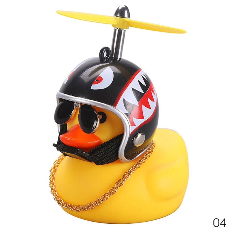 Car Duck with Helmet Broken Wind Small Yellow Duck Road Bike Motor Helmet Riding Cycling Car Accessories Decor Without Lights - V.I.P Digital Presence