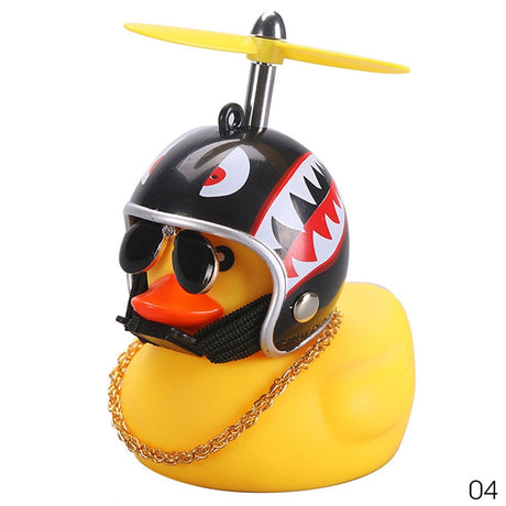 Car Duck with Helmet Broken Wind Small Yellow Duck Road Bike Motor Helmet Riding Cycling Car Accessories Decor Without Lights - V.I.P Digital Presence