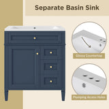 30 inch bathroom vanity with top sink, storage cabinet with 2 drawers and 1 drawer, single sink bathroom vanity - V.I.P Digital Presence