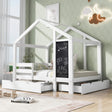 Full House Bed with Blackboard and Drawers Two assembly options White - V.I.P Digital Presence