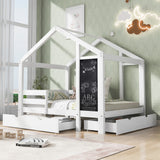 Full House Bed with Blackboard and Drawers Two assembly options White - V.I.P Digital Presence