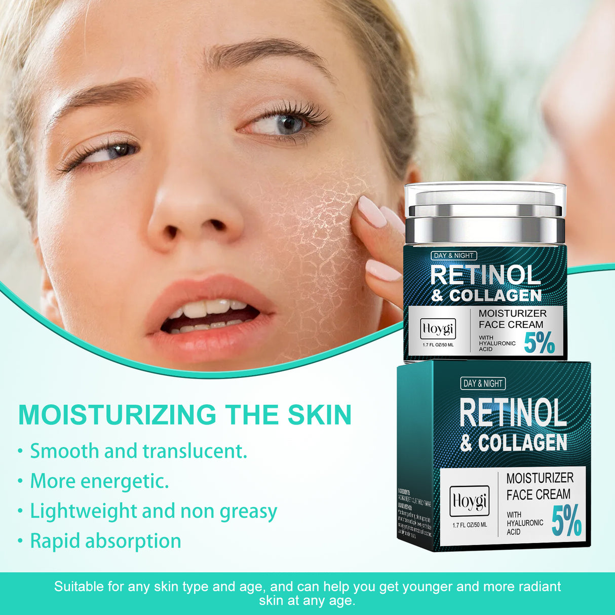 Retinol Care Cream, Brightening, Moisturizing, Tender, Firming And Smoothing Skin Cream For Fine Lines And Wrinkles