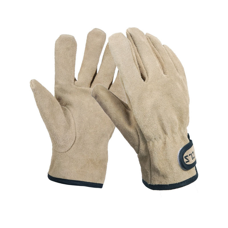 Guantes de barbacoa para picnic al aire libre, de cuero, resistentes al desgaste, con aislamiento térmico y antiescaldaduras.