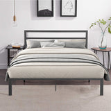 Queen Size Metal Bed Frame with Headboard Charcoal Grey - V.I.P Digital Presence