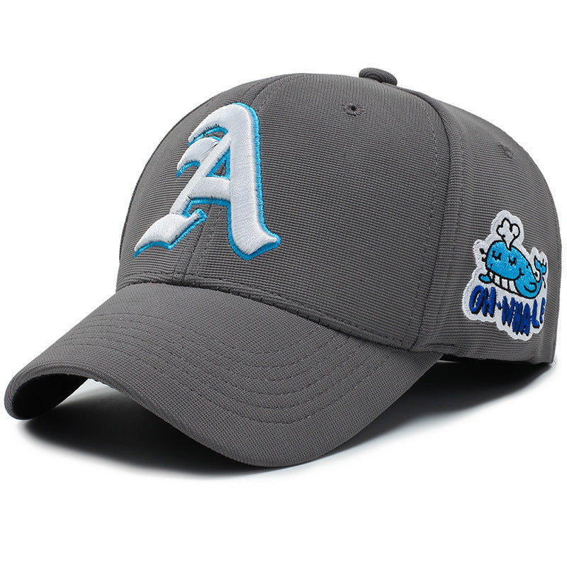 Fashion Gothic Letter A Side Whale Embroidery Baseball Caps Spring and Autumn Outdoor Adjustable Casual Hats Sunscreen Hat - V.I.P Digital Presence
