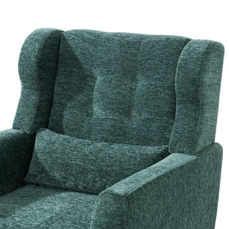 Modern Accent Chair Upholstered Foam Filled Living Room Chairs Comfy Reading Chair Mid Century Modern Chair  (Blackish Green) - V.I.P Digital Presence