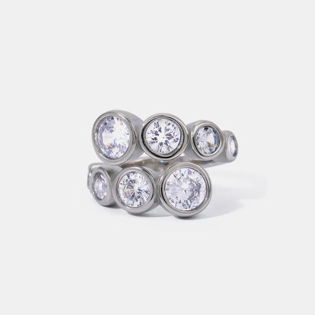 Stainless Steel Inlaid Zircon Bypass Ring - V.I.P Digital Presence