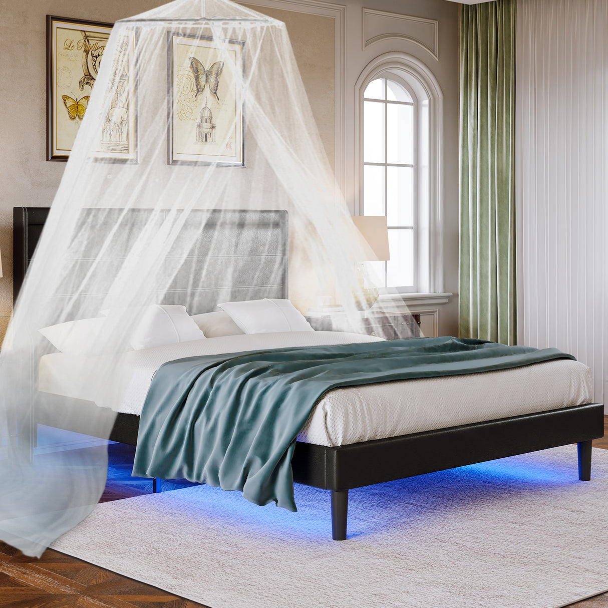 Stylish Queen Size PU Leather Upholstered Bed Frame Platform Bed Black - V.I.P Digital Presence