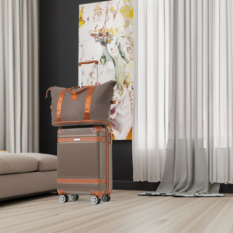 Hardshell Luggage Sets 3 Piece Carry-on Suitcase Double Spinner Wheels with TSA Lock for Men Women, Coppery (20in) - V.I.P Digital Presence