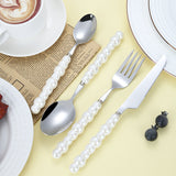 304 stainless steel knife and fork spoon creative pearl ceramic handle tableware western steak knife and fork dessert spoon - V.I.P Digital Presence