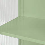 23.62"Glass Doors Modern Two-door Wall Cabinet with Featuring Two-tier Enclosed Storage Green