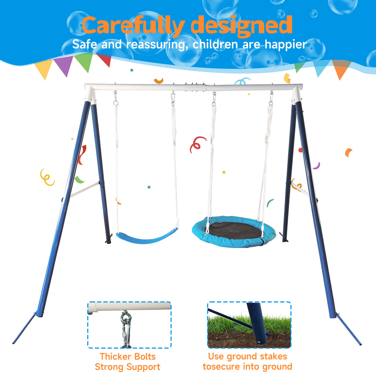 Kids Metal Swing Set for Backyard Outdoor Playground Two Functional Swing Set For Kids Outdoor Equipment - V.I.P Digital Presence