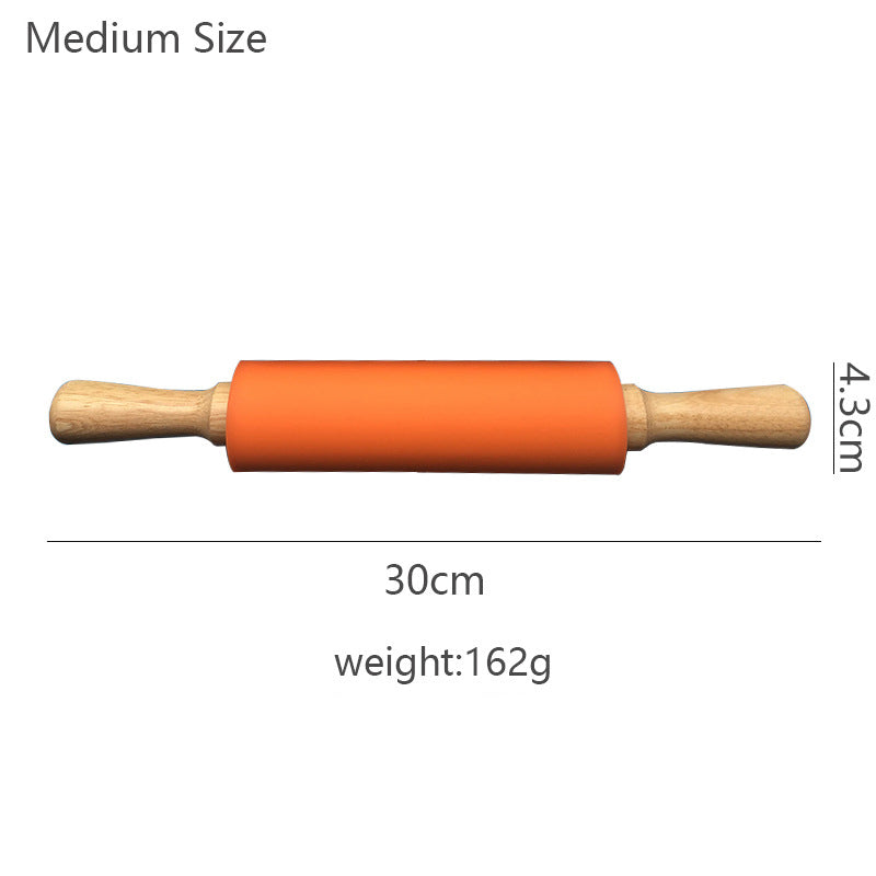 Wooden Handle Silicone Rolling Pin Rolling Pin Roller Flour Pin Small Medium And Large Household Baking Tools And Kitchenware - V.I.P Digital Presence