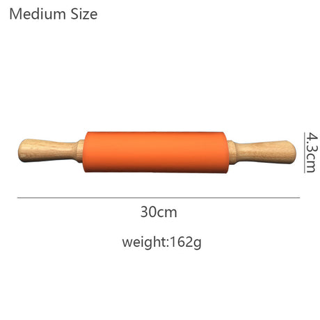 Wooden Handle Silicone Rolling Pin Rolling Pin Roller Flour Pin Small Medium And Large Household Baking Tools And Kitchenware - V.I.P Digital Presence