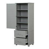 Tall Bathroom Storage Cabinet, Freestanding Storage Cabinet with Two Drawers and Adjustable Shelf, MDF Board , Grey - V.I.P Digital Presence