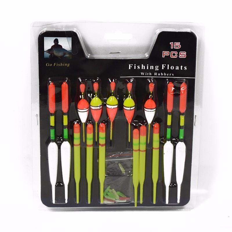 LEO  15pcs/set Plastic Fishing Float Tube Buoy  Bobber with Rubber Connector Tackle Accessories - V.I.P Digital Presence