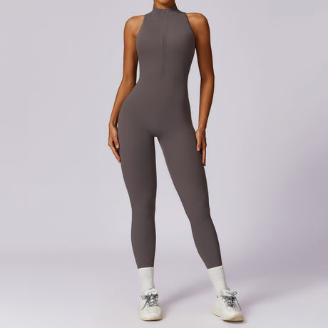 Naked quick zip yoga jumpsuit with beautiful back high-intensity fitness training sports tight fitting clothes - V.I.P Digital Presence