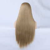 Linen Lace Front Wig Ombre Synthetic Hair Wig Middle Part Highlight Wig Long Straight Hair - V.I.P Digital Presence