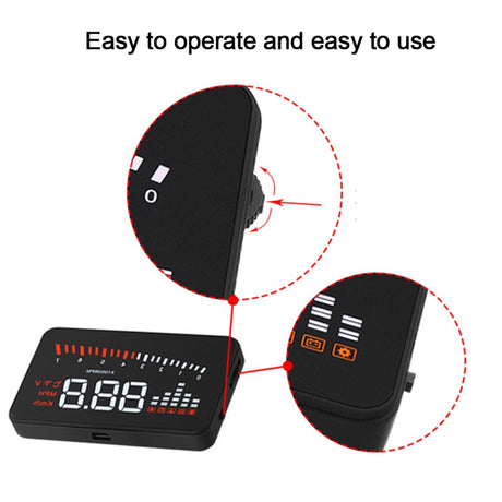X5 Car HUD Head Up Display OBD II EOBD Automatic Matching Overspeed Warning System Projector Windshield Car Voltage Speed Alarm - V.I.P Digital Presence