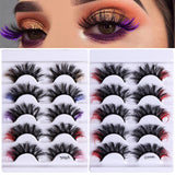 5 Pairs Of Colorful Fried False Eyelashes Multi Layer Thick Cross Mink Like Eyelashes - V.I.P Digital Presence