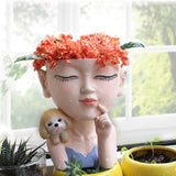 Creative resin succulent potted plant decoration for girl's puppy flower pot - V.I.P Digital Presence