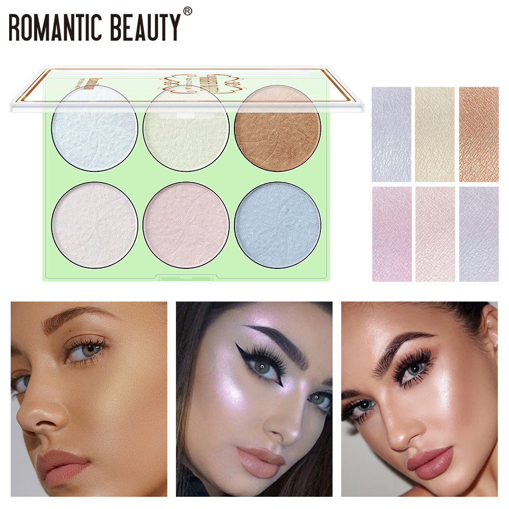 Romantic Beauty 6-Color Highlighter Pearl Brightening Repair Palette Makeup Face Repair Glitter - V.I.P Digital Presence