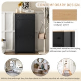 ONTREND with 2 flip drawers, top shoe cabinet with drawers, independent shoe rack with adjustable panel, for hallway use, black - V.I.P Digital Presence