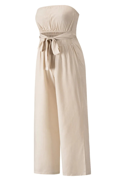 Tied Cutout Tube Wide Leg Jumpsuit - V.I.P Digital Presence