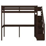 Twin Size Loft Bed with Storage Staircase and Built-in Desk Espresso