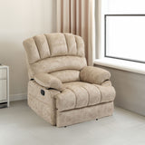 Large Manual Recliner Chair in Fabric for Living Room, Beige - V.I.P Digital Presence