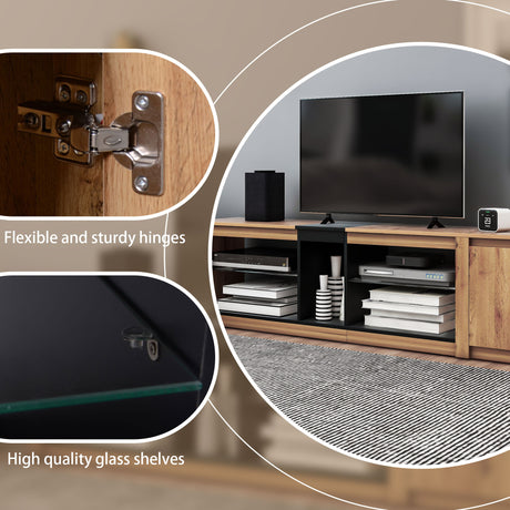 ModernTV stand suitable for TVs under 80 inches, media console with multifunctional storage, and LED lights - V.I.P Digital Presence