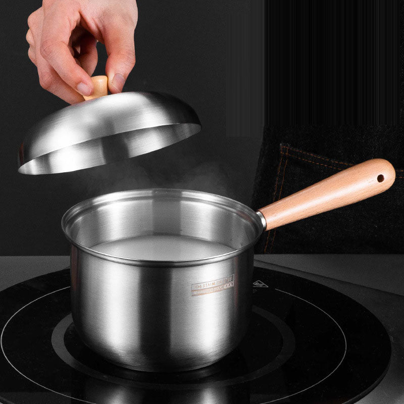 304 stainless steel milk pot, instant noodle pot, household wooden handle dormitory small soup pot, milk heating baby food pot - V.I.P Digital Presence