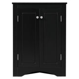 Black Triangle Bathroom Storage Cabinet with Adjustable Shelves, Freestanding Floor Cabinet for Home Kitchen - V.I.P Digital Presence