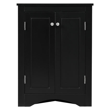 Black Triangle Bathroom Storage Cabinet with Adjustable Shelves, Freestanding Floor Cabinet for Home Kitchen - V.I.P Digital Presence
