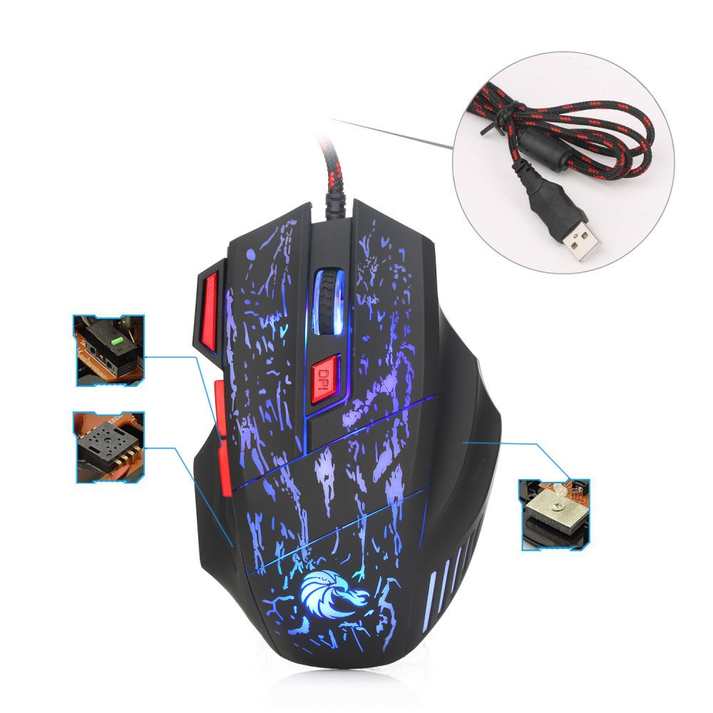 Flowing Crack Colorful Luminous Gaming Mouse Wired Blaze Bird Mouse - V.I.P Digital Presence