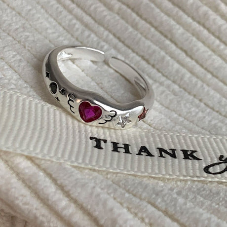Dopamine love colored zircon diamond ring female niche index finger high-end fashion personality open ring - V.I.P Digital Presence