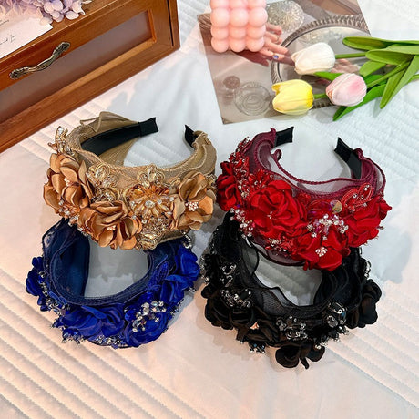 Fabric Flower Heavy Industry Wide Edge Crystal Super Immortal Women's Headband - V.I.P Digital Presence