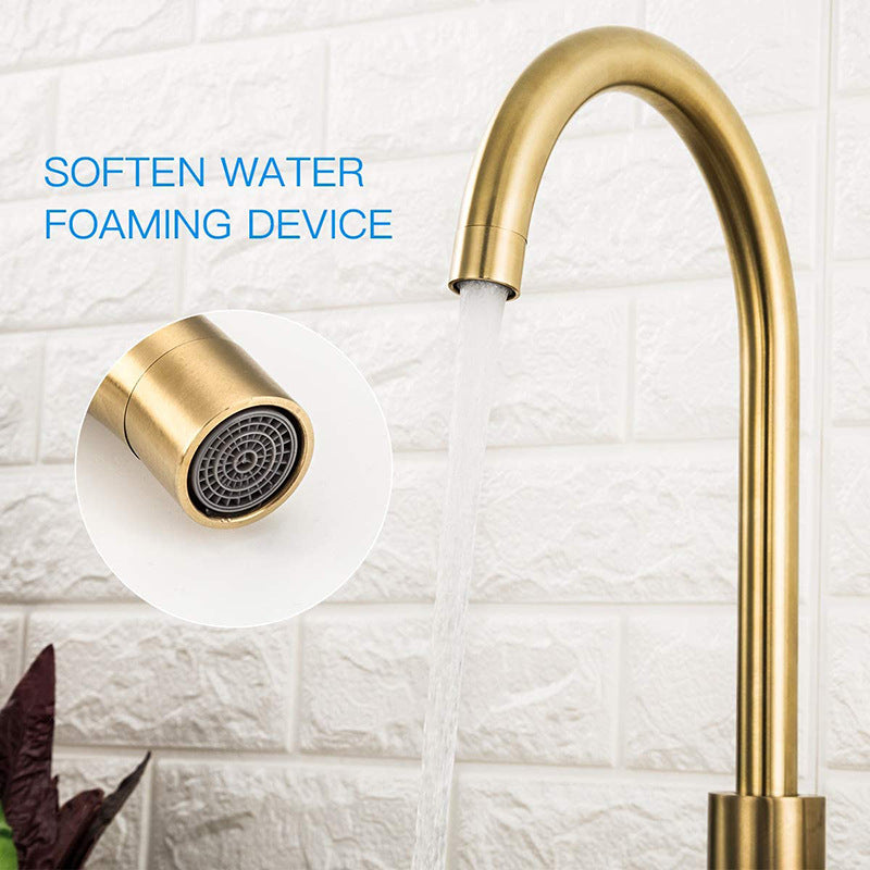 Stainless steel golden kitchen faucet, brushed gold face basin, washbasin, basin, mixed kitchen hot and cold Faucet - V.I.P Digital Presence