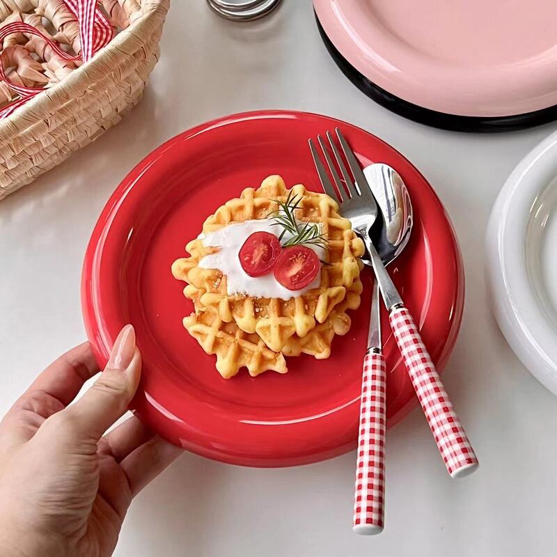 Ins - style Round Ceramic Food Plates. Thick - edged, creative Nordic tableware. Ideal for dessert, steak, pasta. - V.I.P Digital Presence