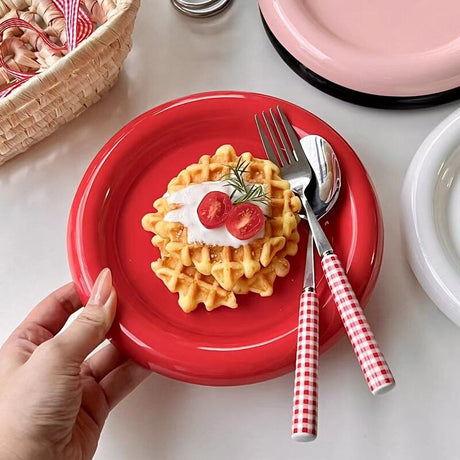 Ins - style Round Ceramic Food Plates. Thick - edged, creative Nordic tableware. Ideal for dessert, steak, pasta. - V.I.P Digital Presence