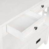 36'' Farmhouse Pine Wood Console Table Entry Sofa Table with 4 Drawers & 1 Storage Shelf (Antique White) - V.I.P Digital Presence