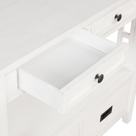 36'' Farmhouse Pine Wood Console Table Entry Sofa Table with 4 Drawers & 1 Storage Shelf (Antique White) - V.I.P Digital Presence