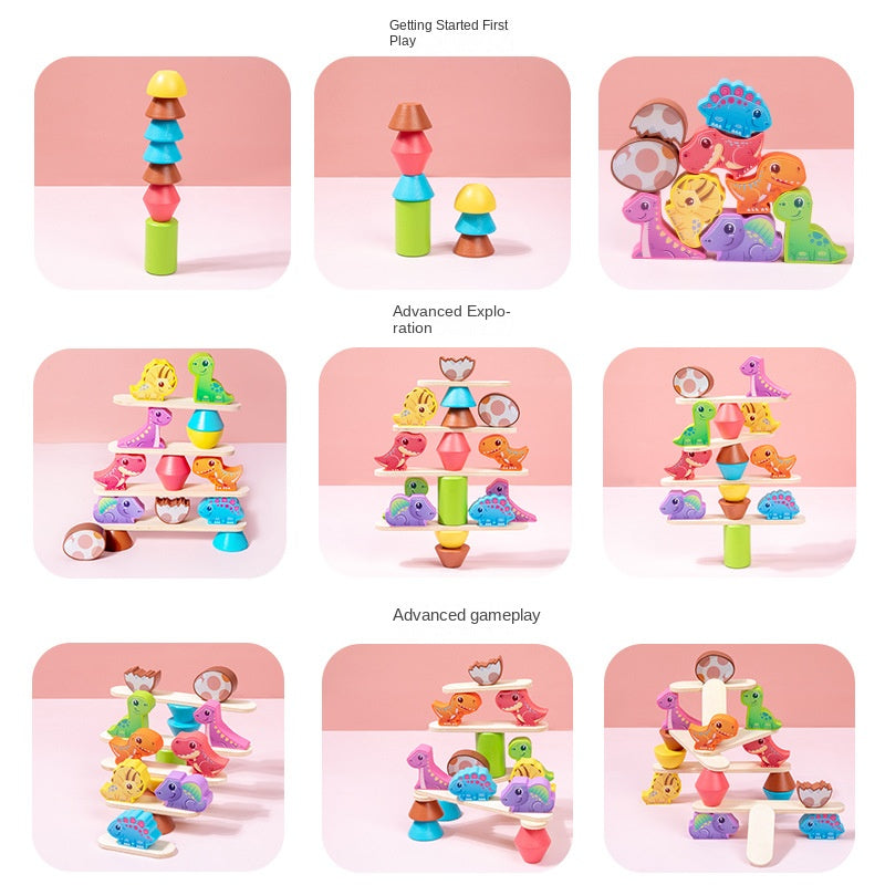 Children's Wooden Dinosaur Animal Stacking Music Balance Building Blocks Kindergarten Puzzle Toy - V.I.P Digital Presence