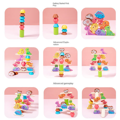 Children's Wooden Dinosaur Animal Stacking Music Balance Building Blocks Kindergarten Puzzle Toy - V.I.P Digital Presence
