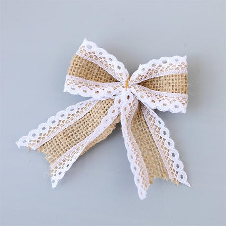 Vintage Natural Jute Burlap Lace Bows Ribbon Wedding Party Decoration Gift Box Packaging DIY Decoration Bowknot - V.I.P Digital Presence