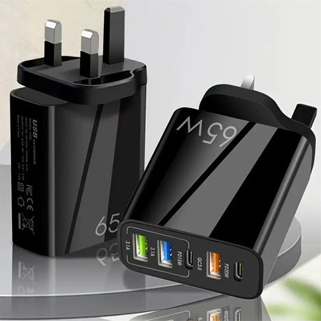 Standard PD65W mobile phone charger 4A type-c PD+3USB multi port European, American, English travel charging head - V.I.P Digital Presence