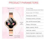 Pulsera inteligente S6 para mujer, resistente al agua IP67, con control del ritmo cardíaco y de la presión arterial, recordatorios de llamadas y mensajes. 