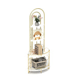 Gold 4-Tier Corner Bookshelf, Modern Style, Plant Stand with Metal Frame - V.I.P Digital Presence