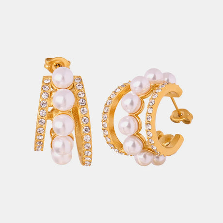 Pearl Titanium Steel C-Hoop Earrings - V.I.P Digital Presence